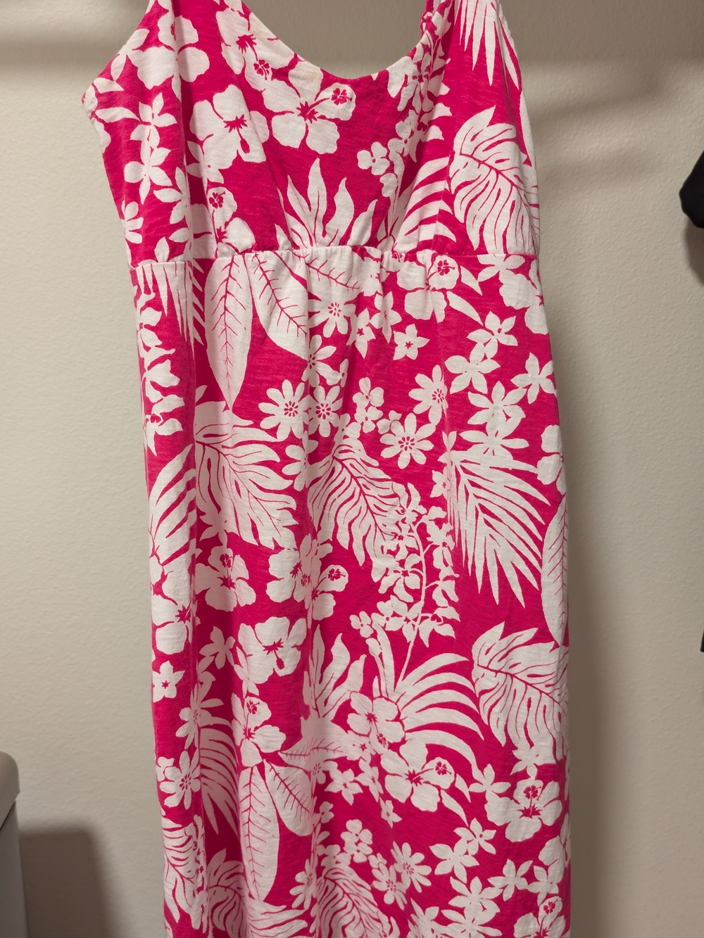 Tommy Bahama Hot Pink and White Smocked Tropical Dress